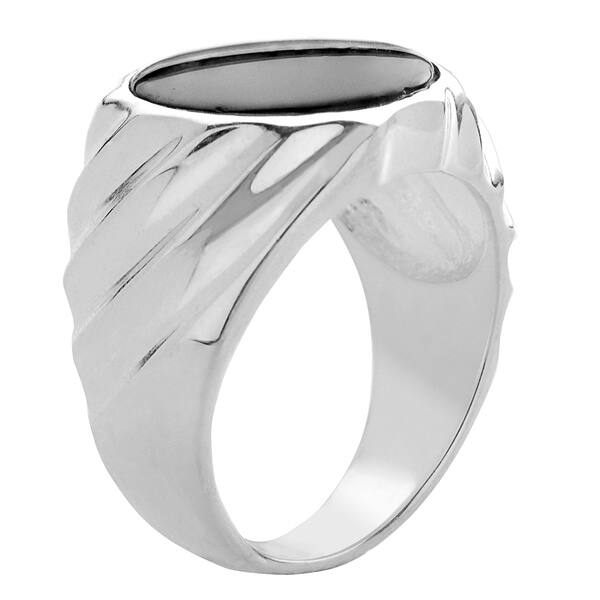 Gems For You Men S Sterling Silver Black Onyx Ring Overstock