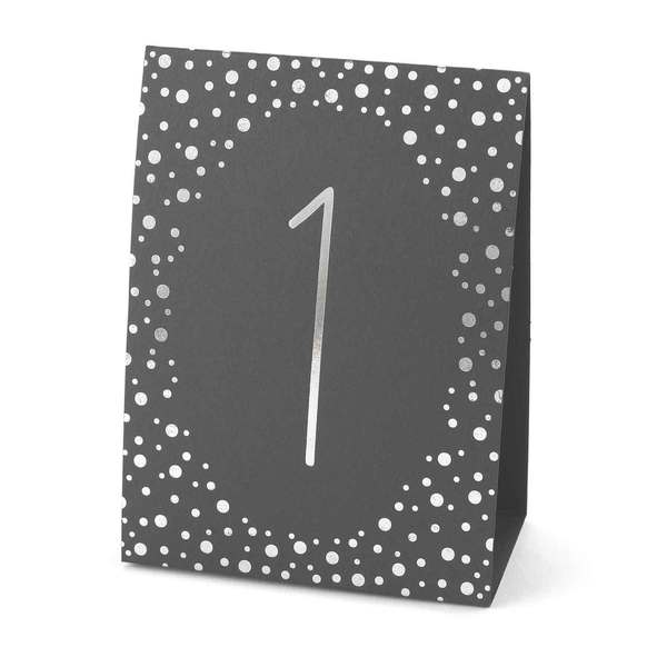 Shop Polka Dot Table Number Tents Silver Foil 1 40 Free Shipping 