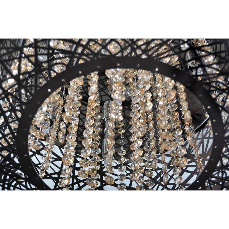 Inca 7-light Laser-cut Bronze Flush Mount Light with Crystal Accents