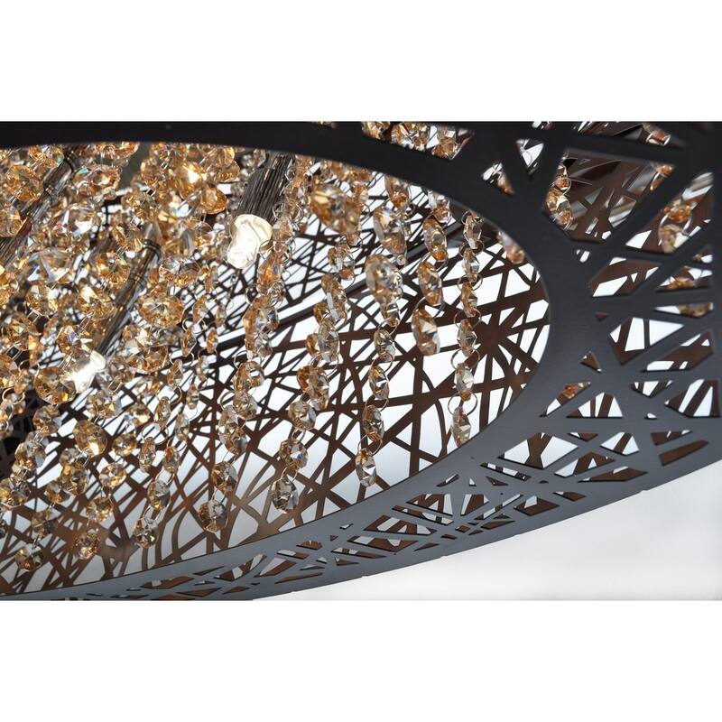 Inca 7-light Laser-cut Bronze Flush Mount Light with Crystal Accents