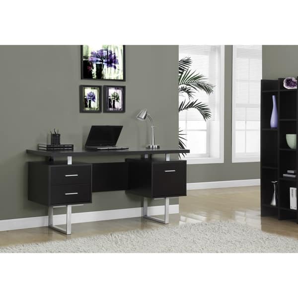 Shop Cappuccino Hollow Core Silver Metal 60 Inch Office Desk