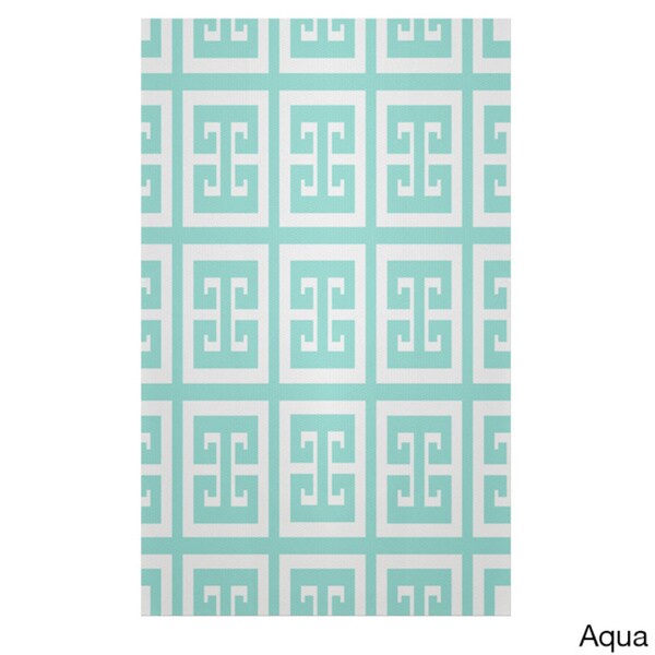 Shop Geometric Greek Key Polyester Area Rug (4' x 6') Free Shipping