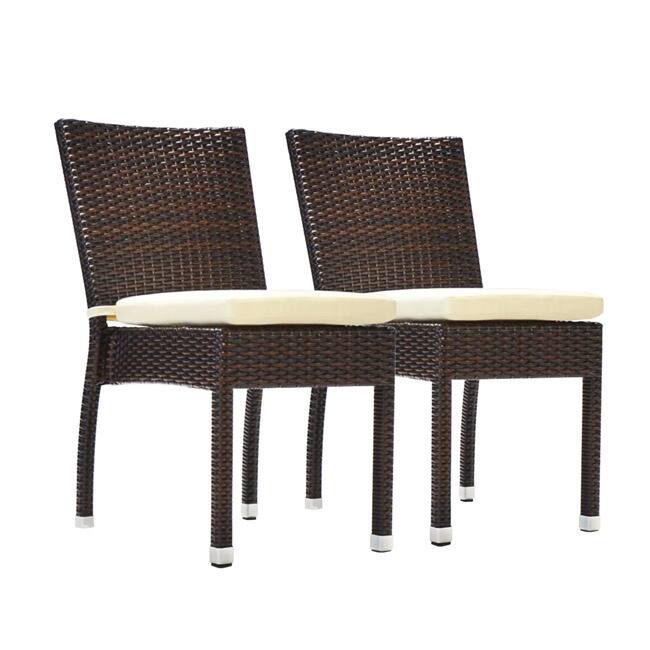 Jersey Synthetic Rattan Wicker Outdoor Dining Side Chairs (Set of 2)