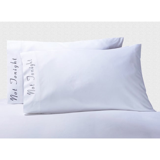 Superior 'Not Tonight' Cotton Embroidered 500 Thread Count Pillowcase (Set of 2) - Standard