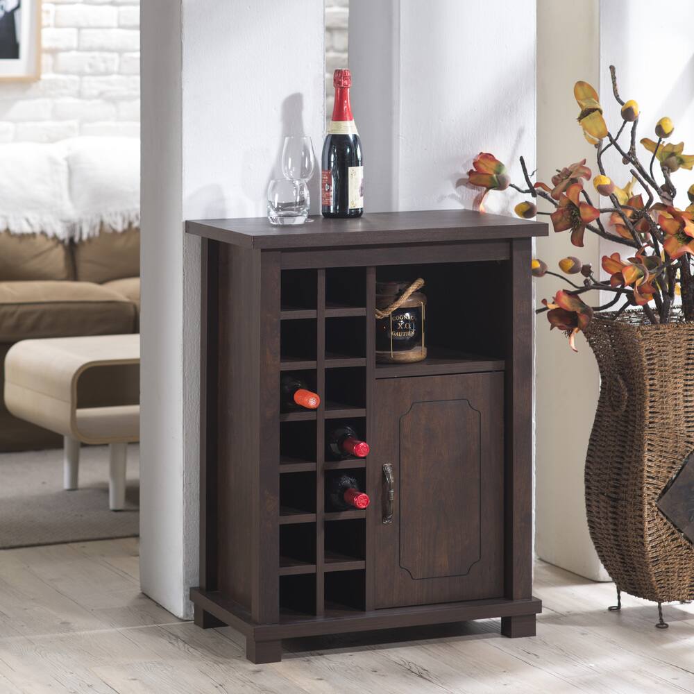 Furniture of America Eddard Vintage Walnut 14-bottle Wine Cabinet