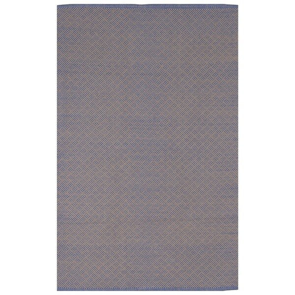 Handmade Indo Karma Blue and Almond Geometric Area Rug (India) - 6' x 9'