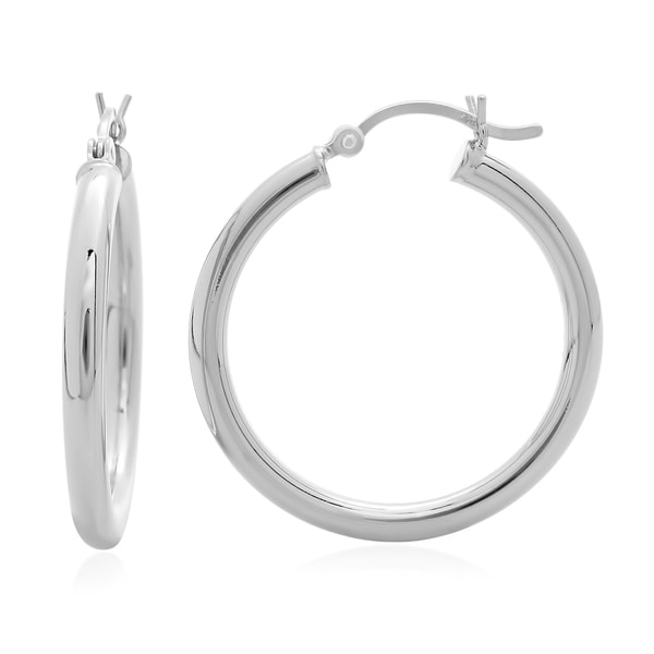 Sterling Essentials Silver 1.2-inch Bold Tube Hoop Earrings - Free ...