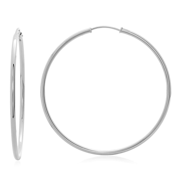 Shop Sterling Essentials Silver 2Inch Thin Tube Hoop Earrings On Sale Free Shipping On