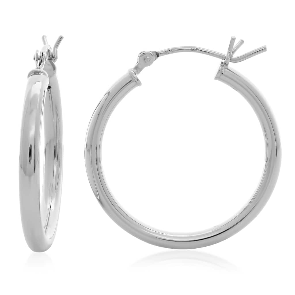 Sterling Silver 1-inch Classic Tube Hoop Earrings