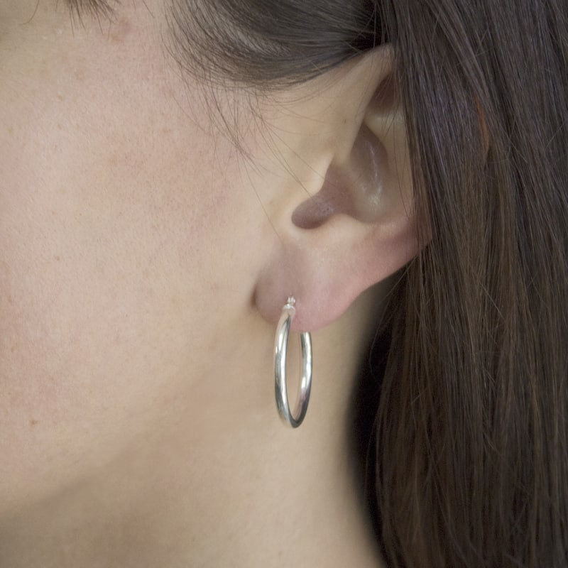 Sterling Silver 1-inch Classic Tube Hoop Earrings
