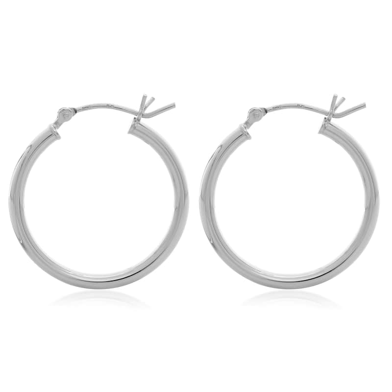 Sterling Silver 1-inch Classic Tube Hoop Earrings