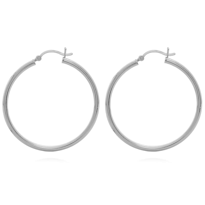 Sterling Essentials Silver 1.5-inch Classic Tube Hoop Earrings