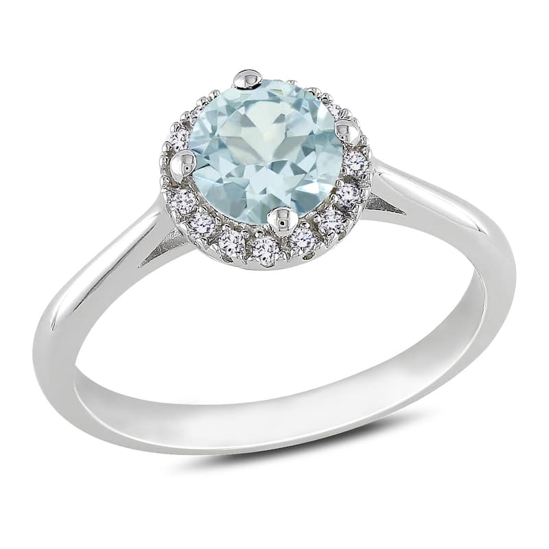 Miadora Sterling Silver Aquamarine and 1/10ct Diamond Ring (H-I, I2-I3)