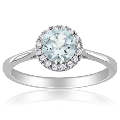Miadora Sterling Silver Aquamarine and 1/10ct Diamond Ring (H-I, I2-I3)