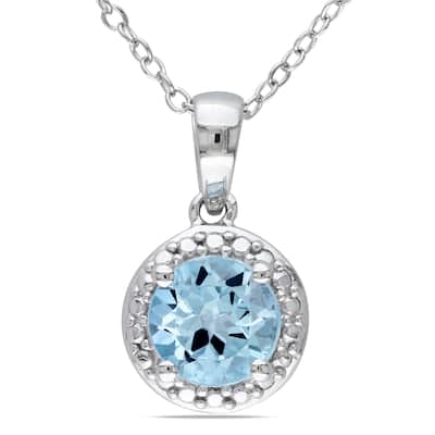 Miadora Sterling Silver Blue Topaz Necklace