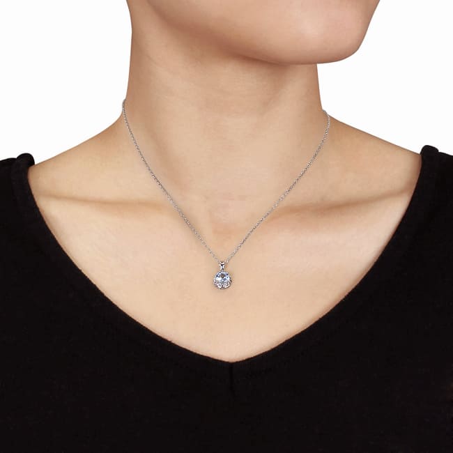 Miadora Sterling Silver Blue Topaz Necklace