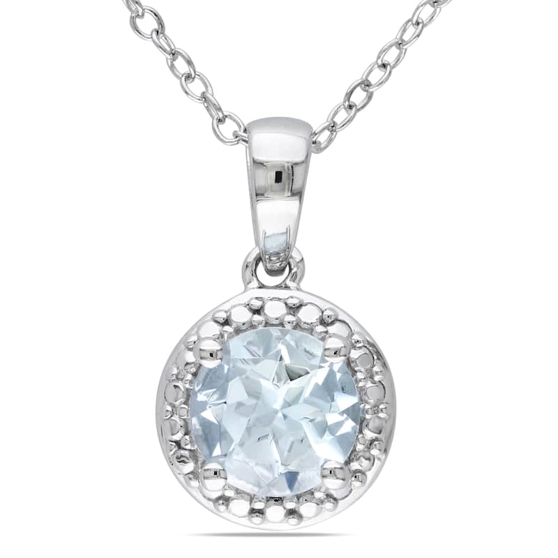 Miadora Sterling Silver Aquamarine Necklace