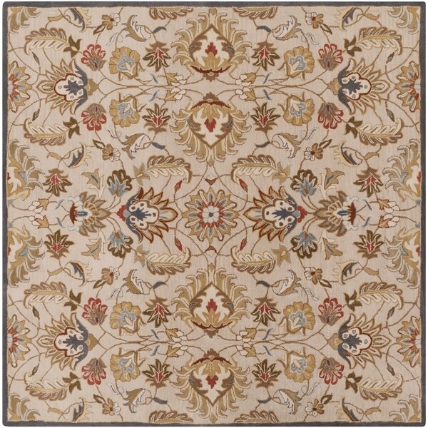 Hand-tufted Micah Beige/Green Wool Area Rug - 9'9" Square/Surplus