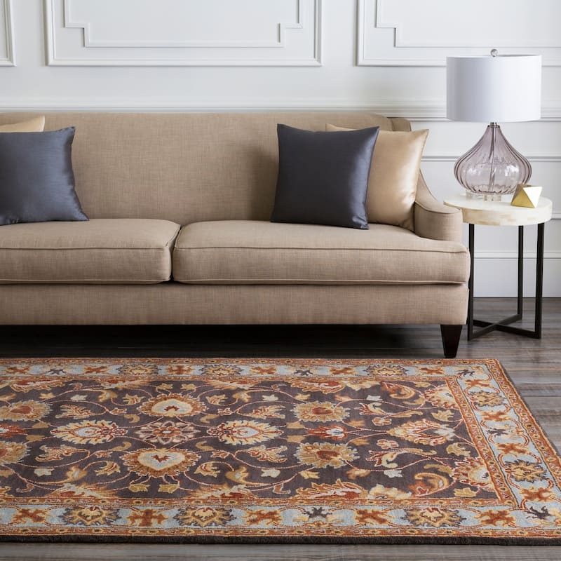 Artistic Weavers Nia Handmade Traditional Border Area Rug - Charcoal/Blue - 6' Round - Runner