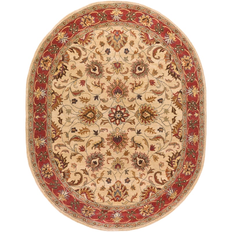Artistic Weavers Nia Handmade Traditional Border Area Rug - Cream/Red - 8' x 10' Oval - Runner