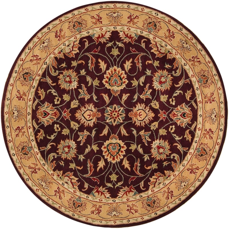 Artistic Weavers Nia Handmade Traditional Border Area Rug - Burgundy/Beige - 8' Round - Runner/Round