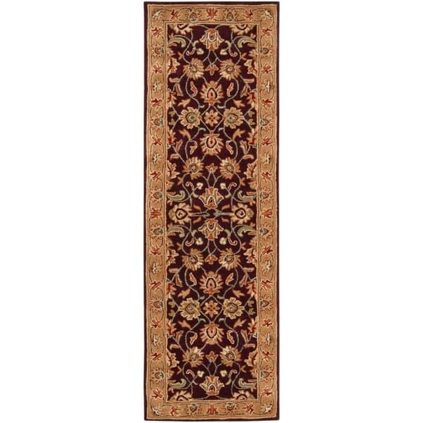 Artistic Weavers Nia Handmade Traditional Border Area Rug - Burgundy/Beige - 2'6" x 8' Runner - Runner