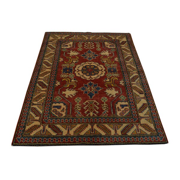 Hand Knotted Tribal Design Kazak Oriental Wool Area Rug 3 X 5 Hand Knotted Tribal Design Kazak Oriental Wool Area Rug 3 X27 X
