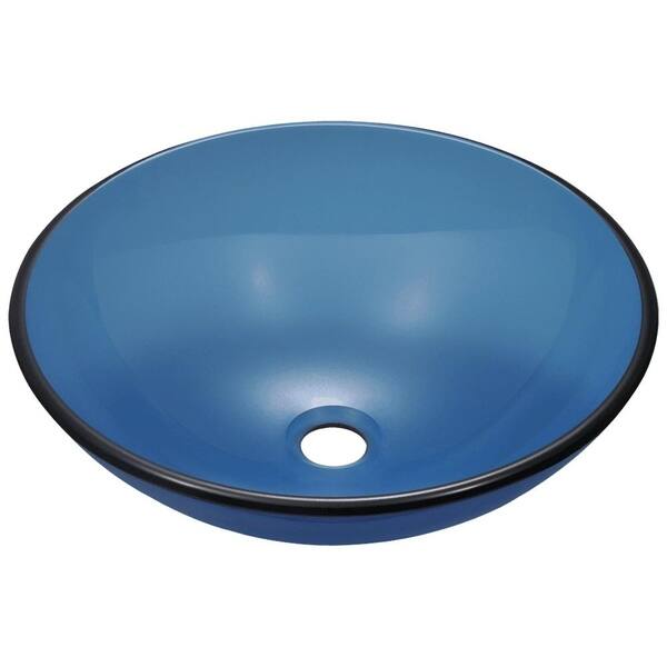 slide 2 of 24, 601 Aqua Colored Glass Vessel Sink, with Chrome Vessel Faucet, Sink Ring, and Vessel Pop-up Drain