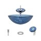 preview thumbnail 21 of 22, 601 Aqua Colored Glass Vessel Sink, with Chrome Vessel Faucet, Sink Ring, and Vessel Pop-up Drain waterfall