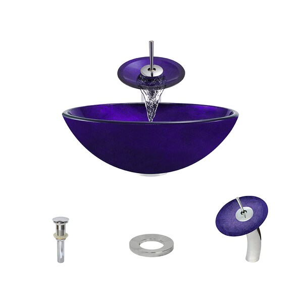 Shop 642 Foil Undertone Purple Glass Vessel Sink, Chrome Vessel Faucet
