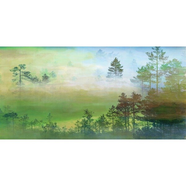 Shop Parvez Taj 'Misty Pine Forest' Canvas Art - Multi-color - On Sale ...