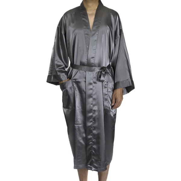 long black satin kimono robe