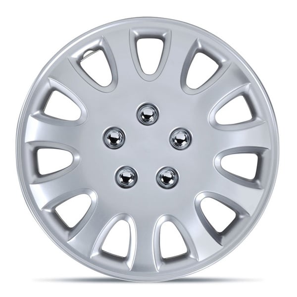 BDK Universal Fit 14 inch 4 piece Durable ABS Silver Hubcap Set (93 95