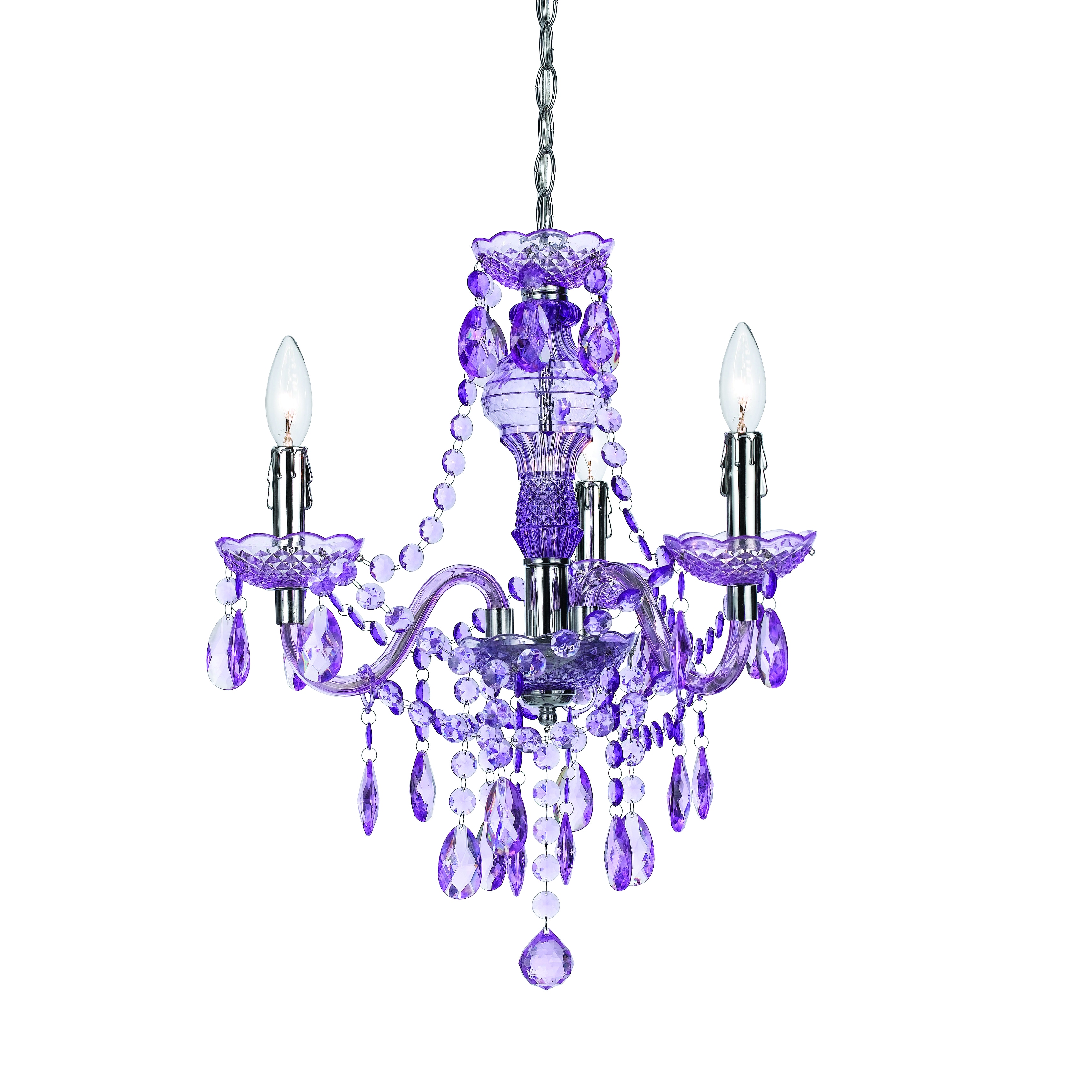 angelo:HOME Purple Faux Crystal 3-light/ 5-light Swag Plug-in Chandelier (Lavender) - Chandeliers For Bedrooms by Overstock.com