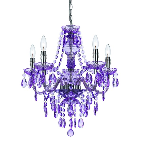 angelo:HOME Purple Faux Crystal 3-light/ 5-light Swag Plug-in Chandelier