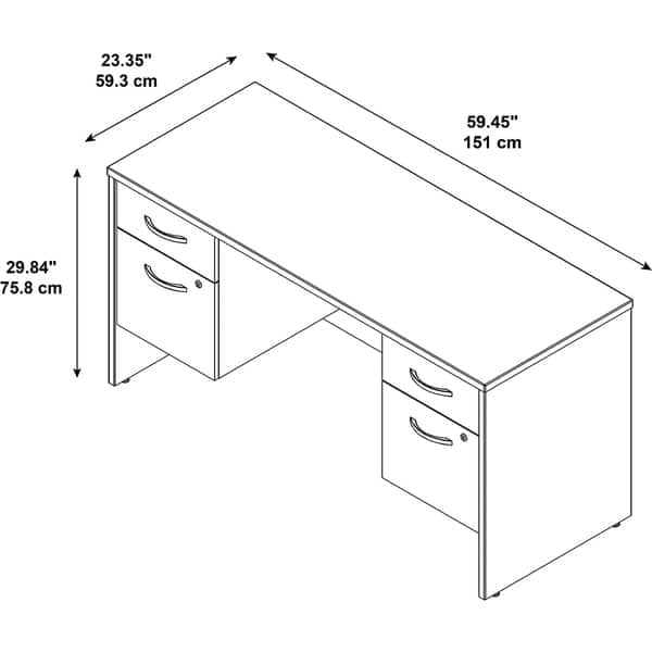 Bush Business Furniture Series C 60W Desk Credenza with 2 Pedestals ...