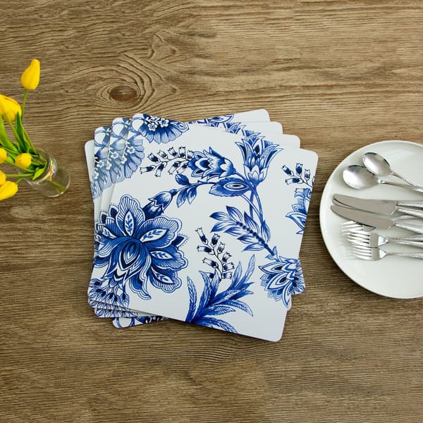 Shop Mina Floral Motif Square Cork Placemats Set Of 4 Free