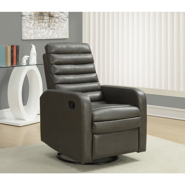 Bonded Leather Grey Swivel Glider Recliner