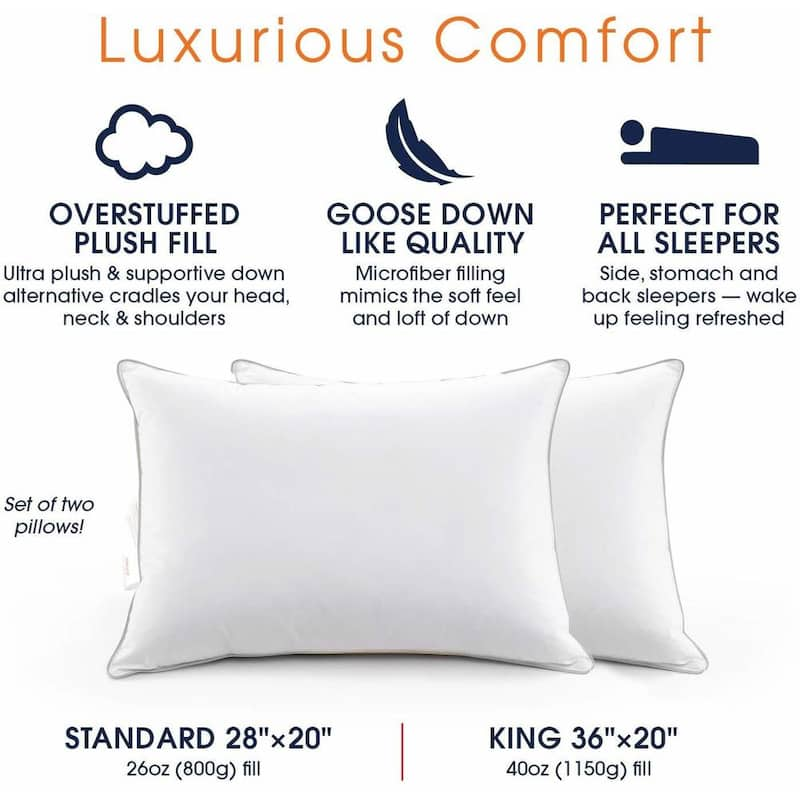 Cheer Collection Down Alternative Pillows (Set of 2 or 4) - White