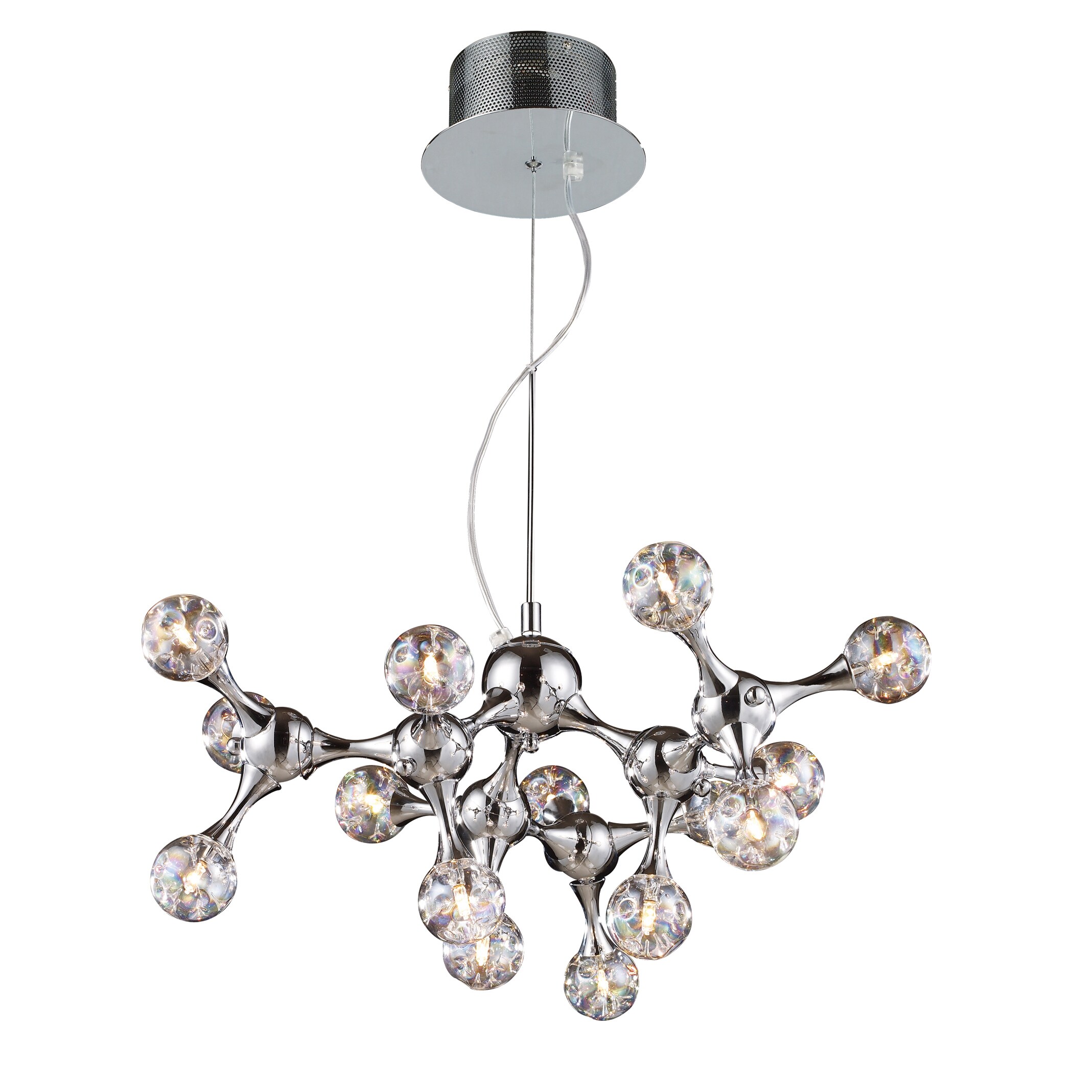 Elk Lighting Molecular 15 Light Polished Chrome Rainbow Gl Chandelier Multi Color Elk Lighting Molecular 15 Light Polished Chrome Rainbow Gl Chandelier Multi Color