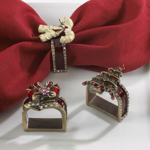 Christmas Design Napkin Ring set of 4 Free Shipping On Orders Over