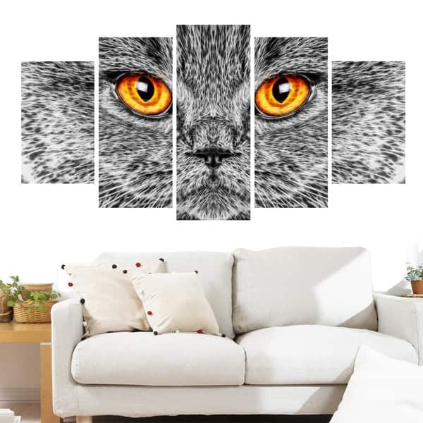 Grey Cat Animal Art Canvas (Multiple Sizes) - Overstock - 9683454