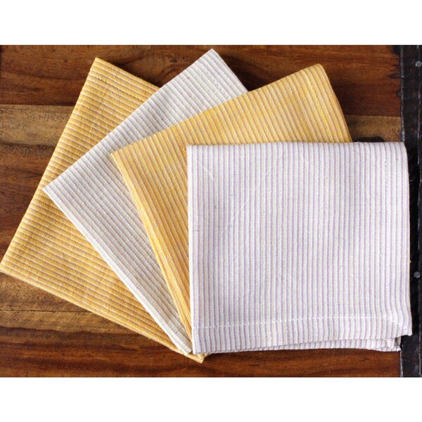 Shop Handmade Set of 4 Striped Honey Napkins (India) Free Shipping On