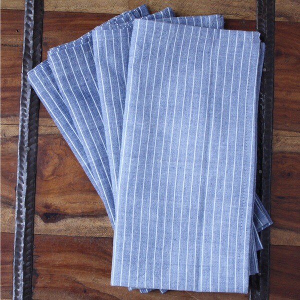 Shop Handmade Set of 4 Valiant Blue Cotton Napkins (India) - Free ...