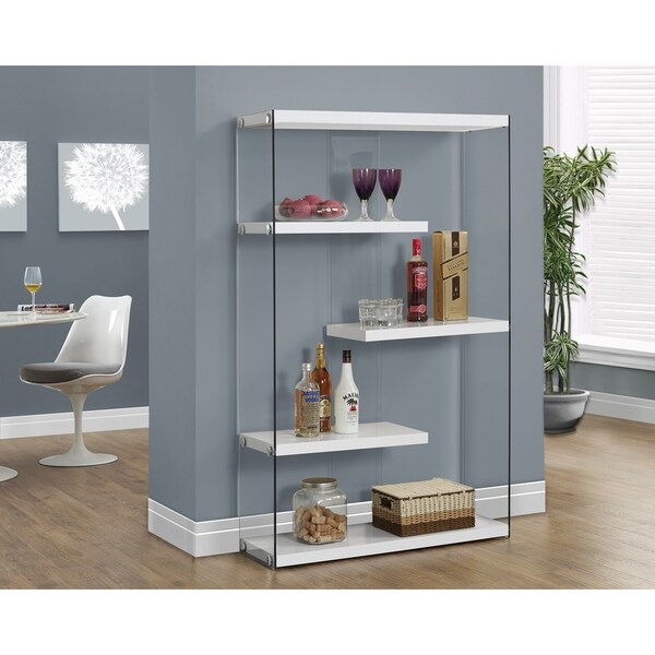Shop Glossy White Hollowcore Tempered Glass Floating Shelf Bookcase