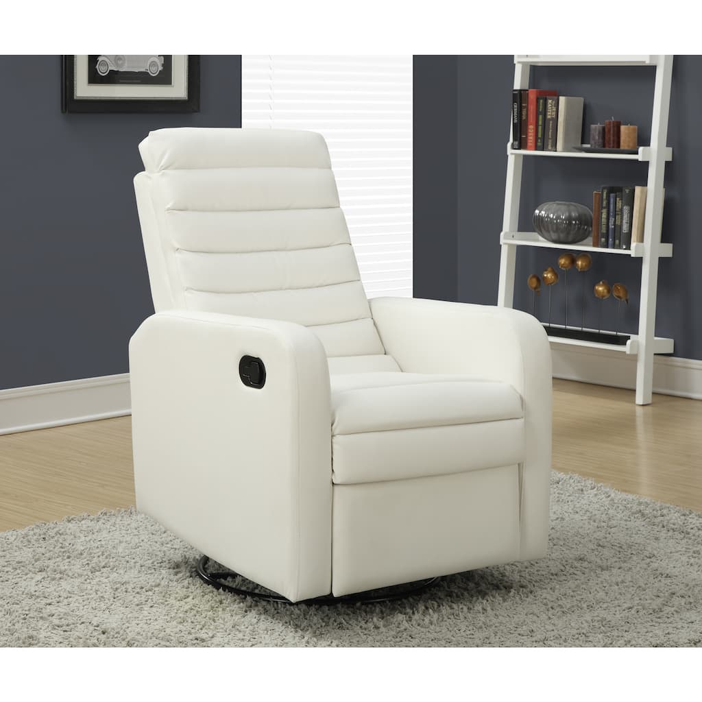 White Bonded Leather Swivel Glider Recliner