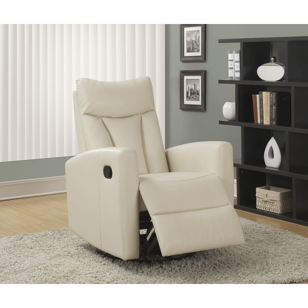 Ivory Bonded Leather Swivel Glider Recliner