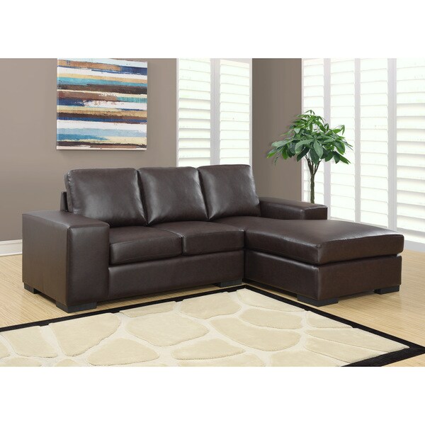 Dark Brown Bonded Leather Sectional Sofa Lounger
