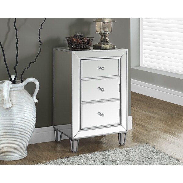 Brushed Silver Mirrored 29-inch Accent Table