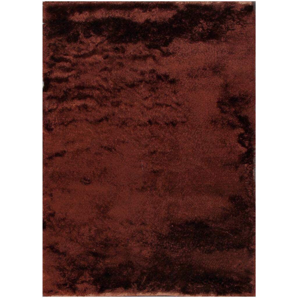 Plain Solid Chocolate Brown Shag Solid Area Rug